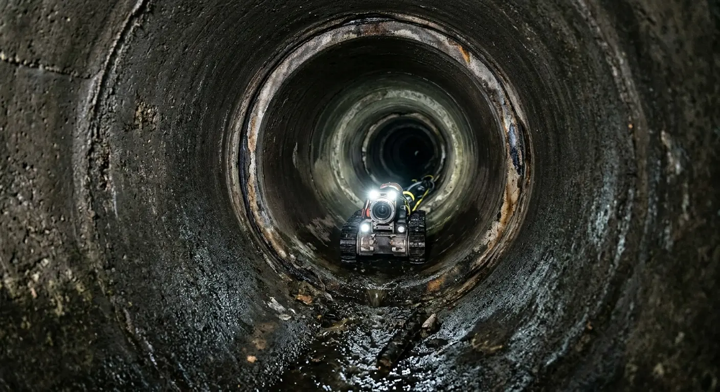 Robotic sewer camera inspecting pipe interior for Drain Snake Service in Mount Arlington